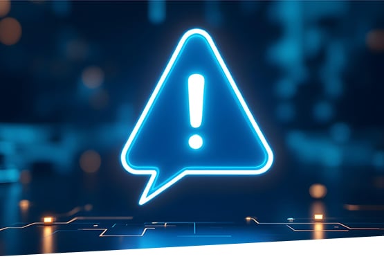 Warnschild auf blauem Hintergrund