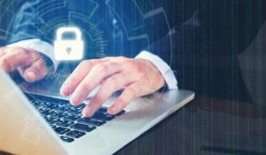 Digital lock above laptop