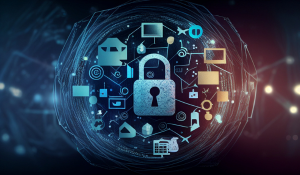 Grafik mit verschiedenen Cybersicherheitssymbolen