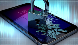 Ein Schloss bricht ein Smartphone