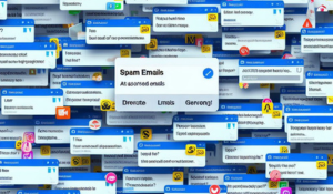 Spam-E-Mails auf einem Computerbildschirm