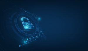 digitales Schloss auf blauem Hintergrund