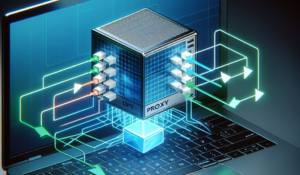 Computer mit vielen Kabeln verbunden