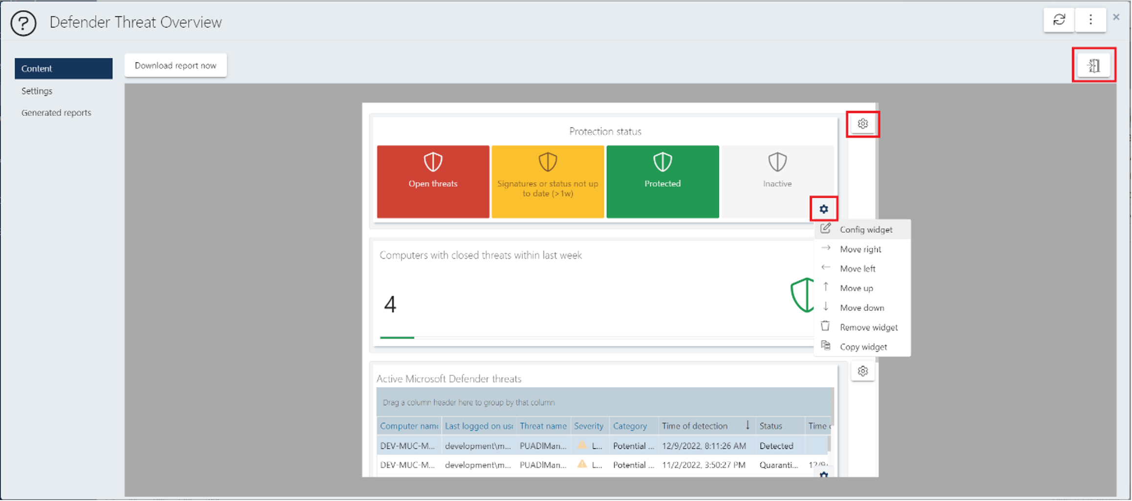 Defender_ConfigureReport