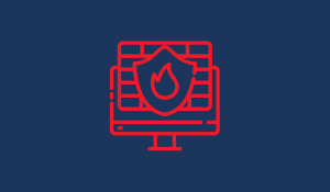 Icon of a computer with a firewall
